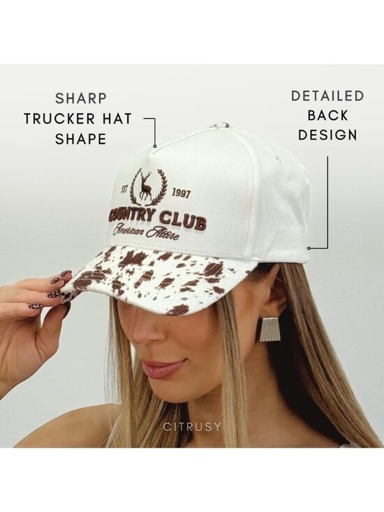 Unisex Cow Print Cute Caps Cowgirls Cowboys Snapback Western Trucker Hat